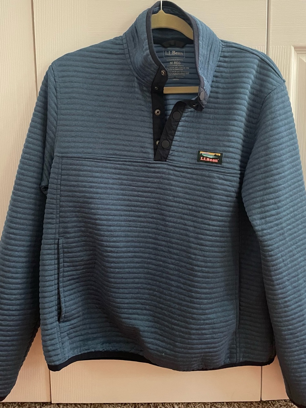 L.L.Bean Quilted Snap-Front Pullover in Slate Blue - Mens M